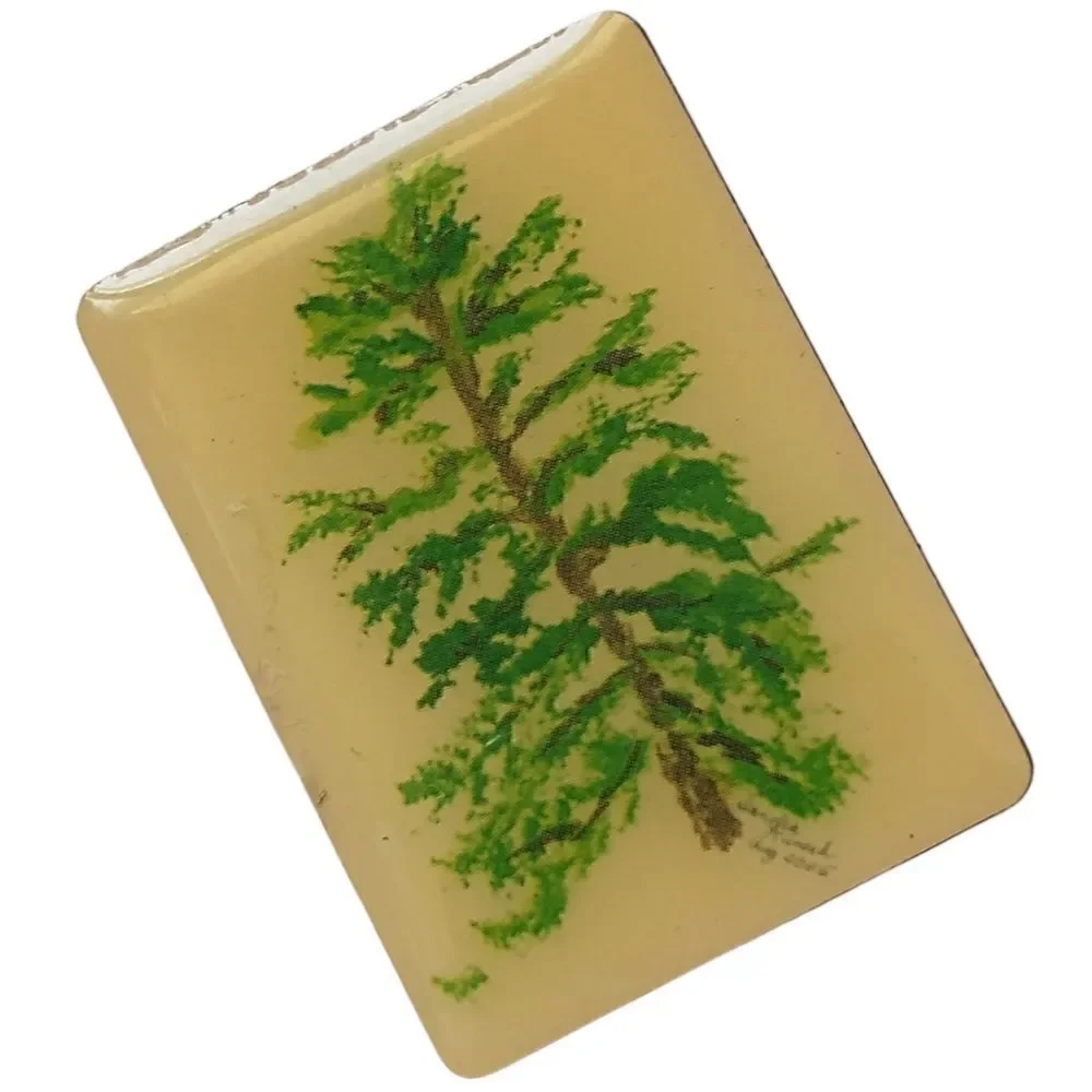 Artist Handpainted Pine Tree Pin Tie Tack Lapel Pin Brooch Fir Enameled 2005.  C